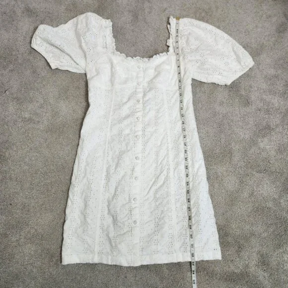 Gap White Peasant Eyelet Puff Sleeve Cotton Dress Size Small - Picture 11 of 15